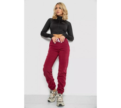 Спортивні штани жіночі на флісі, колір бордовий, 247R7555