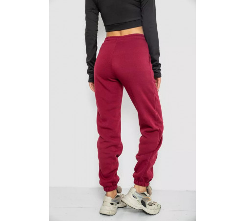 Спортивні штани жіночі на флісі, колір бордовий, 247R7555