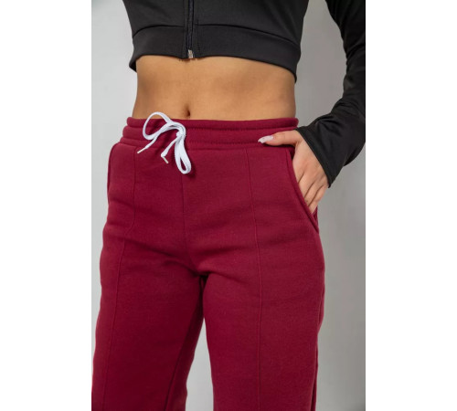 Спортивні штани жіночі на флісі, колір бордовий, 247R7555