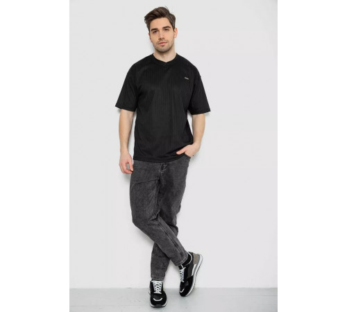 Футболка чоловіча однотонна, колір чорний, 247R3140