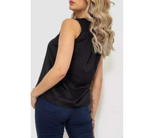 Блуза без рукавів шифон, колір чорний, 244R061