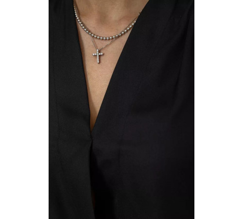 Блуза без рукавів шифон, колір чорний, 244R061