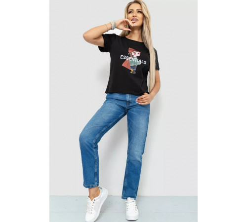 Женская футболка с принтом, цвет черный, 221R3016