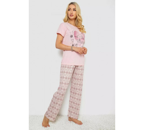 Жіноча піжама з принтом, колір рожевий, 243R3338