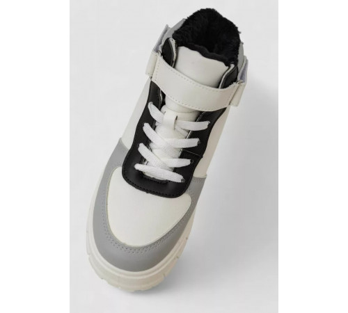 Кроссовки женские зимние на меху, цвет бело-черный, 248RMB05-86