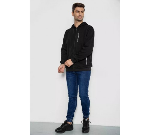 Кофта мужская на флисе с капюшоном 244R2563, цвет Черный Кофта мужская на флисе с капюшоном 244R2563, цвет Черный