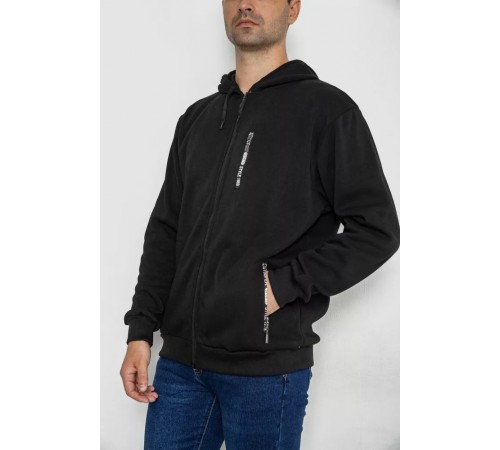 Кофта мужская на флисе с капюшоном 244R2563, цвет Черный Кофта мужская на флисе с капюшоном 244R2563, цвет Черный