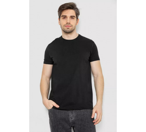 Футболка мужская однотонная батал, цвет черный, 244R2406