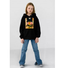 Худі дитячий двонитка з принтом, колір чорний, 102R1526
