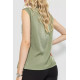 Блуза без рукавів однотонна, колір хакі, 102R068-4
