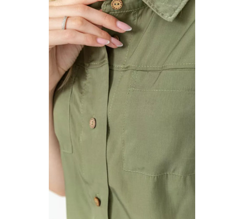 Блуза без рукавів однотонна, колір хакі, 102R068-4