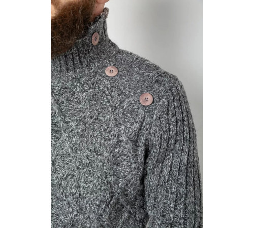 Кофта чоловіча на ґудзиках 214R10336, колір Темно-сірий