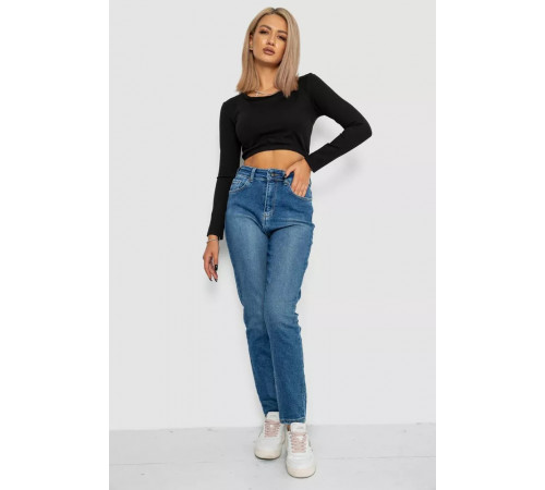 Джинсы женские Mom-fit стрейч, цвет синий, 244R1136