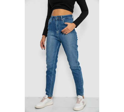 Джинсы женские Mom-fit стрейч, цвет синий, 244R1136
