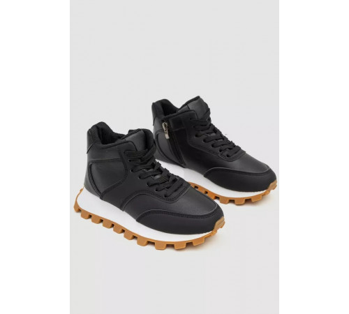 Кроссовки женские с мехом, цвет черный, 243RGM95