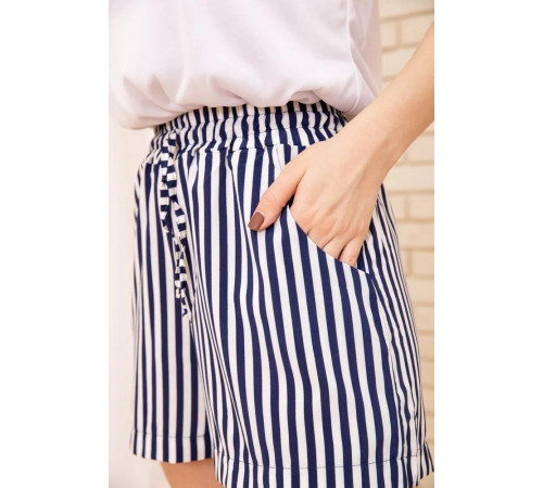 Женские шорты в полоску, с пояском, цвет Синий, 172R007