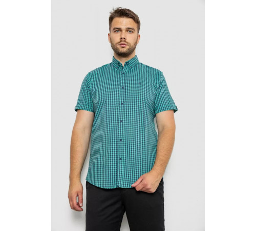 Рубашка мужская в клетку, цвет зеленый, 214R4564-1