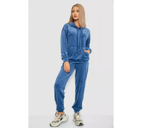 Спорт костюм женский велюровый, цвет джинс, 241R060 Спорт костюм женский велюровый, цвет джинс, 241R060