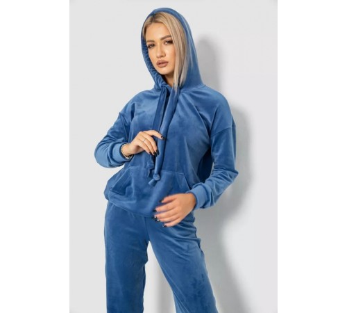 Спорт костюм женский велюровый, цвет джинс, 241R060 Спорт костюм женский велюровый, цвет джинс, 241R060