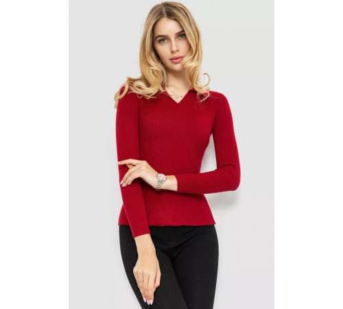 Кофта жіноча в рубчик, колір бордовий, 204R015