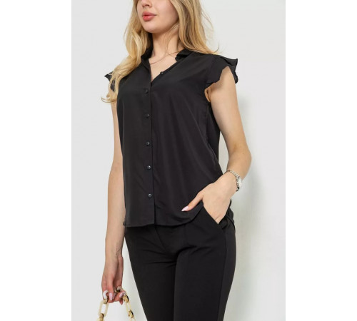 Блуза однотонная, цвет черный, 244R192