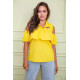 Ошатна блуза з рюшею, жовтого кольору, 172R23-1