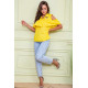Ошатна блуза з рюшею, жовтого кольору, 172R23-1