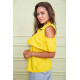 Ошатна блуза з рюшею, жовтого кольору, 172R23-1