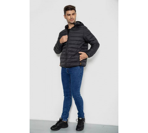Демисезонная мужская куртка на синтепоне, цвет черный, 247R5070