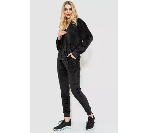 Спорт костюм женский велюровый, цвет черный, 244R20304 Спорт костюм женский велюровый, цвет черный, 244R20304