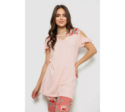 Жіноча піжама з принтом, колір персиковий, 243R1602-003