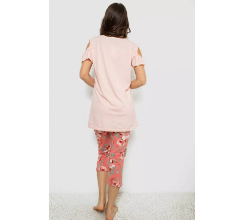 Жіноча піжама з принтом, колір персиковий, 243R1602-003