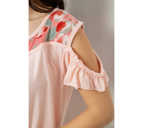 Жіноча піжама з принтом, колір персиковий, 243R1602-003