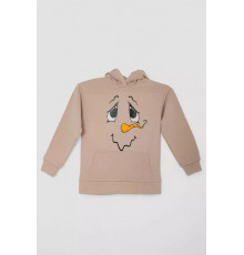 Худі дитячий на флісі з принтом Сніговик, колір бежевий, 102R1517