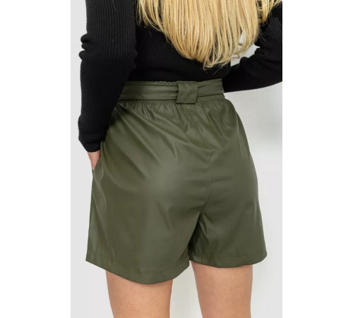 Шорты женские из экокожи, цвет хаки, 102R295-1 Шорты женские из экокожи, цвет хаки, 102R295-1