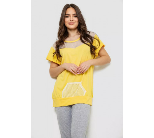 Піжама жіноча з принтом, колір жовтий, 243R1600-032