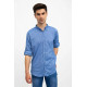 Стильная мужская рубашка, голубая с принтом, 511F016