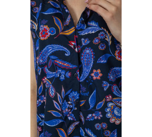Блуза з квітковим принтом, колір синій, 244R194