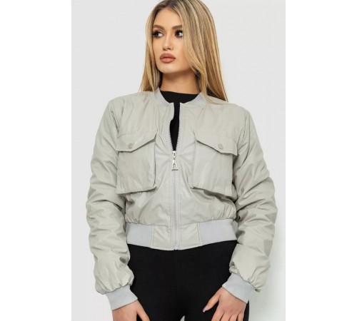 Куртка жіноча з екошкіри коротка, колір сірий, 186R097 Куртка жіноча з екошкіри коротка, колір сірий, 186R097