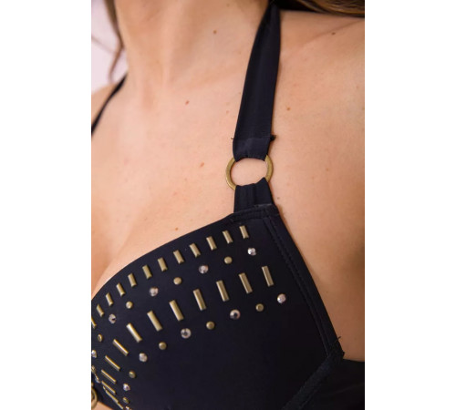 Купальник с формованной чашкой, черного цвета с принтованным низом, 131R155700.