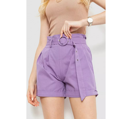 Шорты женские с ремнем и манжетом, цвет светло-фиолетовый, 214R8818.