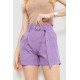 Шорты женские с ремнем и манжетом, цвет светло-фиолетовый, 214R8818.