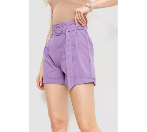 Шорты женские с ремнем и манжетом, цвет светло-фиолетовый, 214R8818.