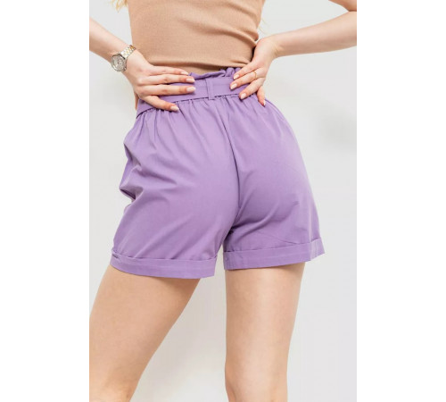 Шорты женские с ремнем и манжетом, цвет светло-фиолетовый, 214R8818.