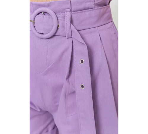 Шорты женские с ремнем и манжетом, цвет светло-фиолетовый, 214R8818.