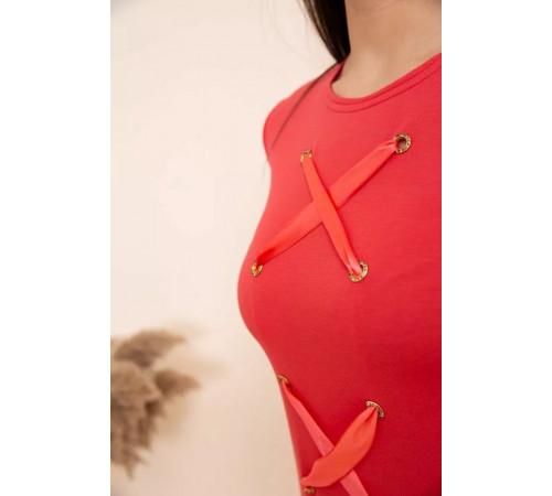 Коротка сукня в спортивному стилі, колір Кораловий, 167R11-1