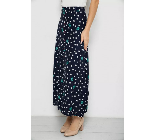 Спідниця вільного крою в горох, колір темно-синій, 167R5001