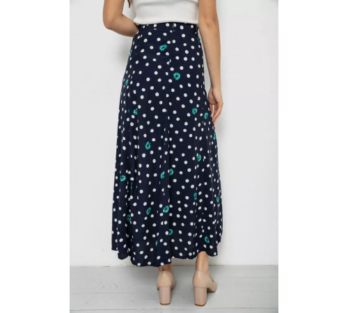 Спідниця вільного крою в горох, колір темно-синій, 167R5001