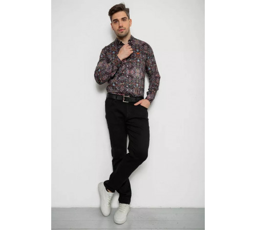 Рубашка мужская с принтом, цвет коричневый, 214R2684