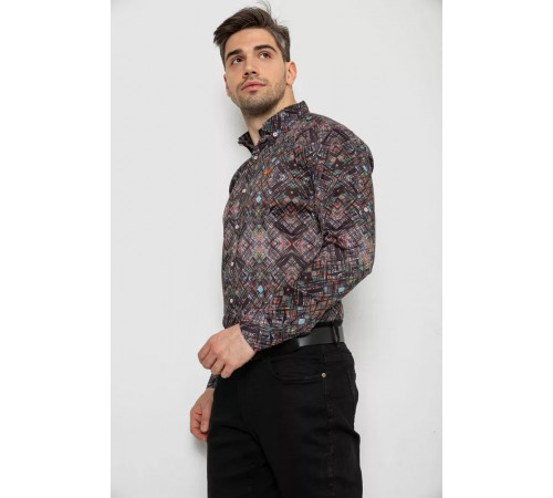 Рубашка мужская с принтом, цвет коричневый, 214R2684
